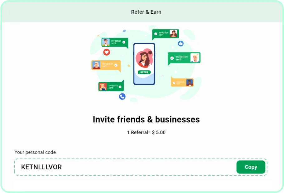 Refer and Earn Feature