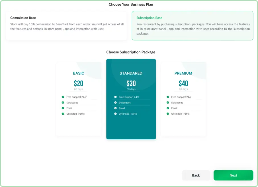 6-store- subscription base signup package choosing