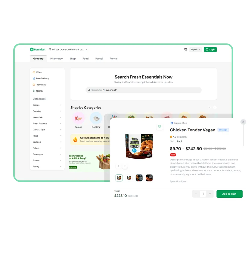 6amMart Grocery Solution Marketplace Website