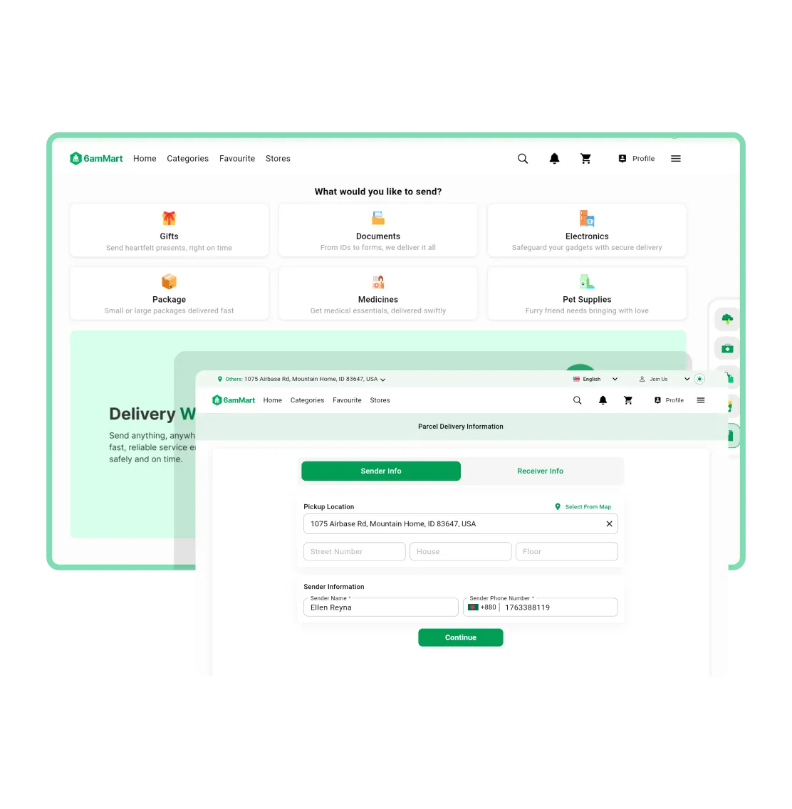 Marketplace Website Parcel Delivery App