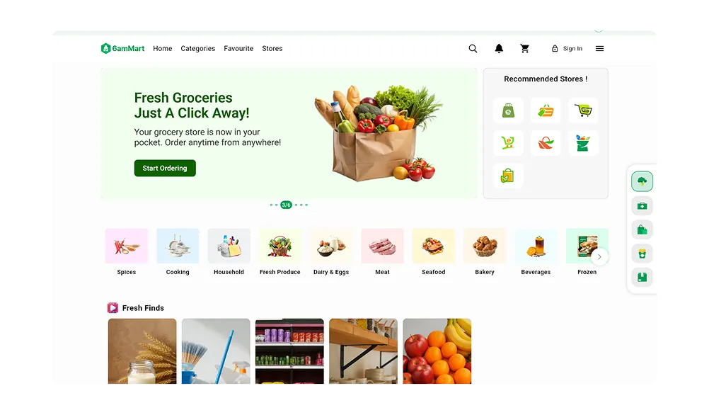 6amMart Flutter Landing Page for Hyperlocal Marketplace