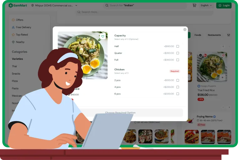 6ammart Veg, Non Veg And Halal Food Ordering Option